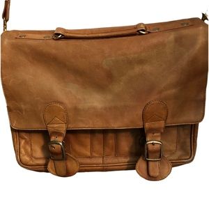 Vintage leather camel crossbody business.